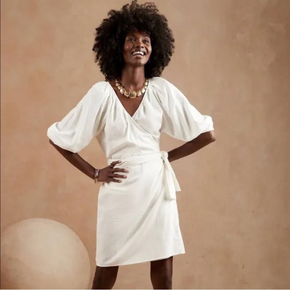 Banana Republic Dresses | Creamy White Linen Wrap Dress Size: XS